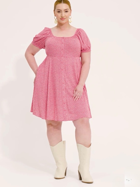 torrid Dresses & Skirts - Torrid Pink Button Front Skater Mini Dress Size 1X(14-16)